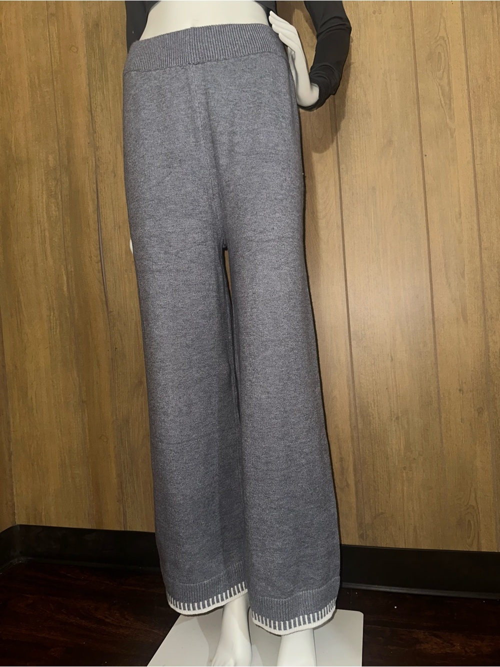 Cozy Wide-Leg Knit Pants in Heather Gray